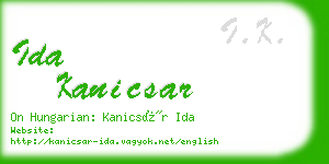 ida kanicsar business card